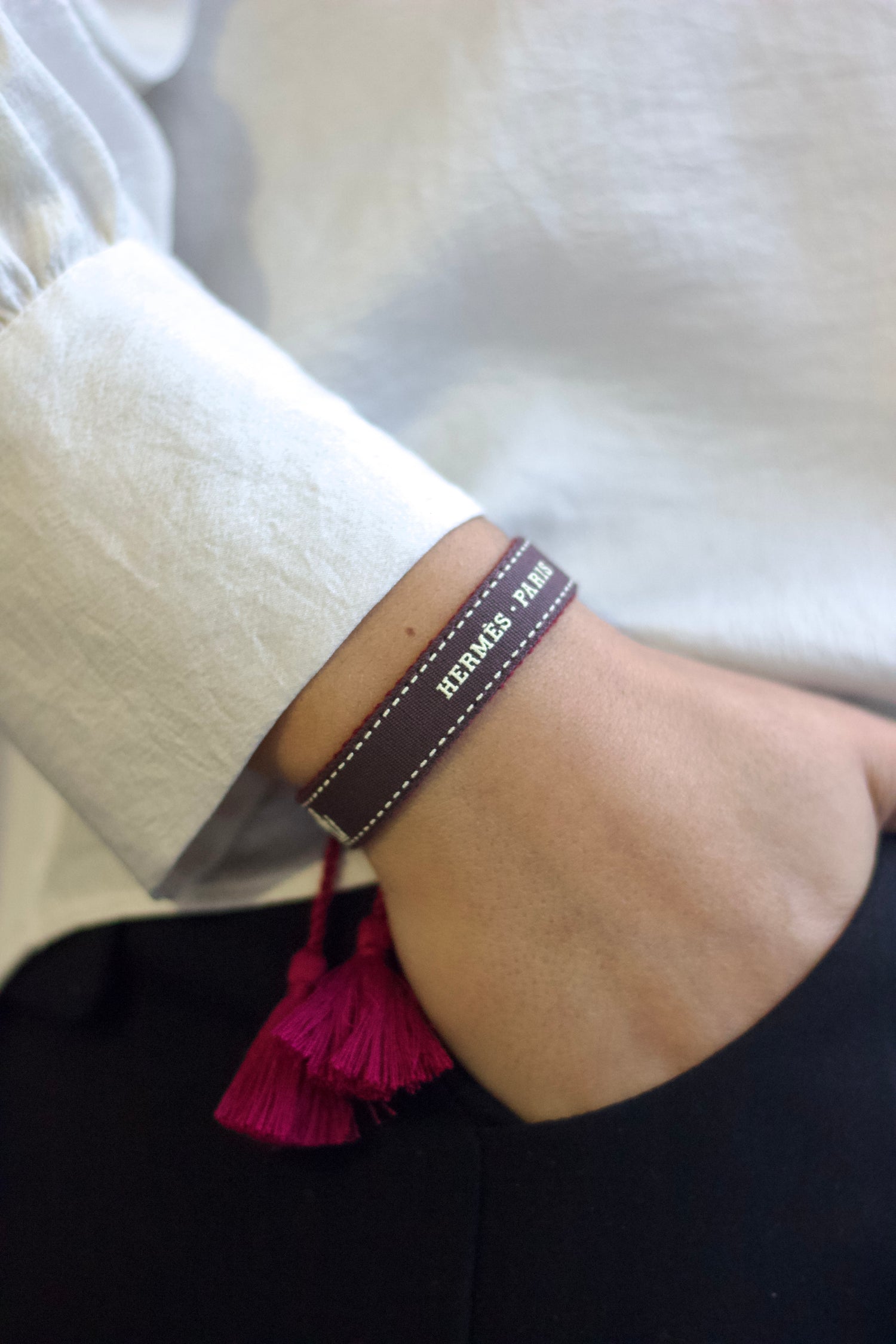 Bracelet Hermès- Pompon Bordeaux